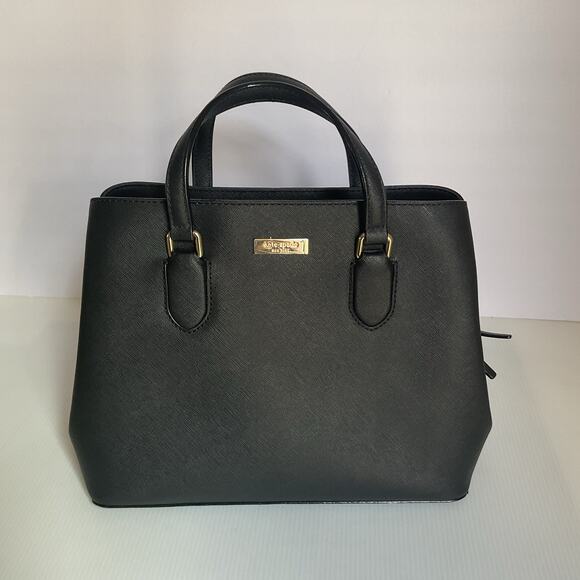 Kate Spade Black Saffiano Leather Satchel Bag Tote Purse Gold Hardware Crossbody